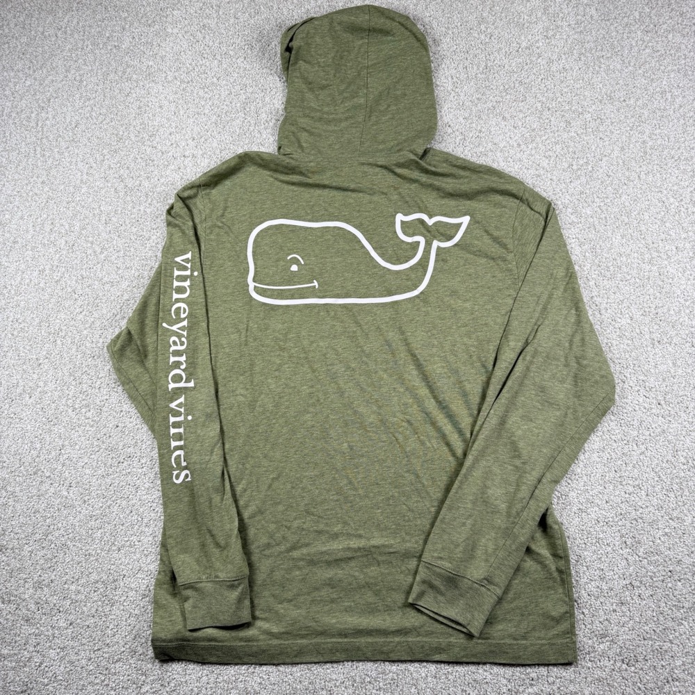 Vineyard Vines Hoodie Mens M Green Long Sleeve Whale Graphic Pocket T-Shirt